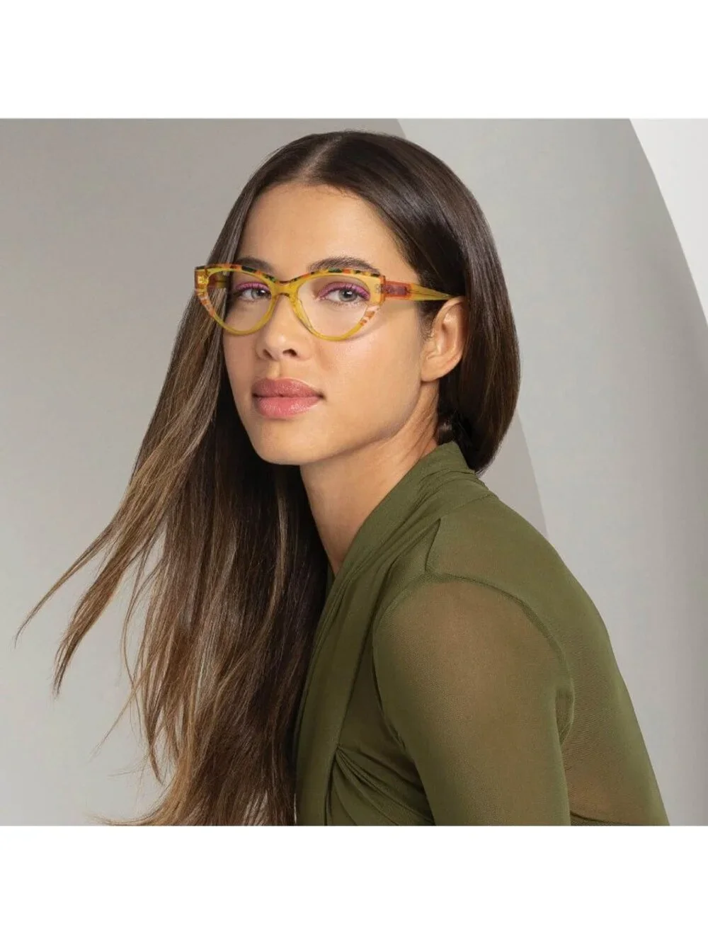 Pure P-7011 324 Eyeglasses Transparent Lime 54mm Cat Eye Frame